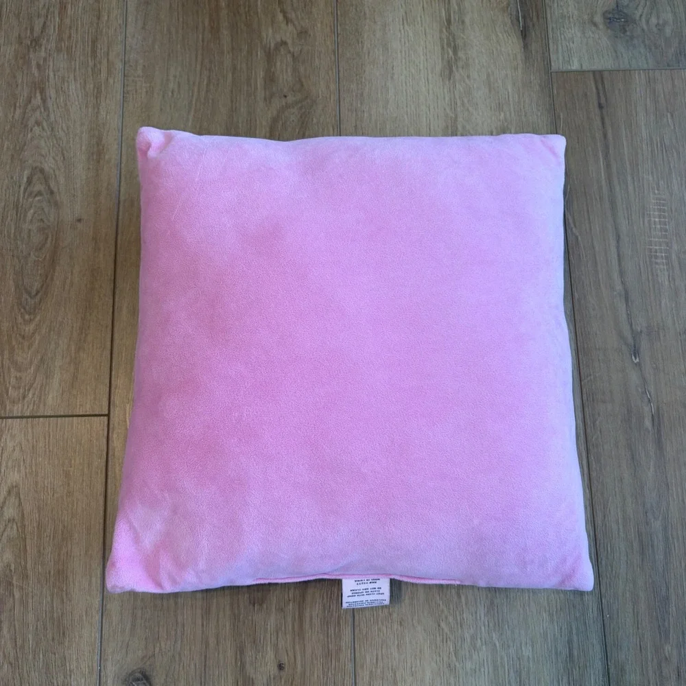 Y2K Juicy Couture Pink Velour Rhinestone Starburst Decorative Throw Pillow 12x12